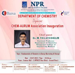Association Inauguration & Guest Lecture on Fundamentals of Chemistry in Energy Harvesting & Storage