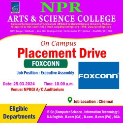 On Campus Placement Drive – Foxconn