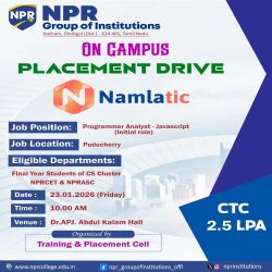 On-Campus Placement Drive – Namlatic